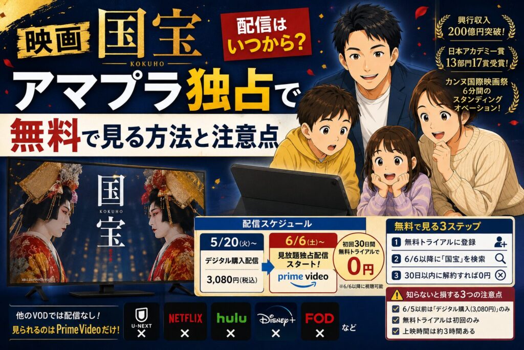 映画 国宝の配信はいつから?アマプラ独占で無料で見る方法と注意点