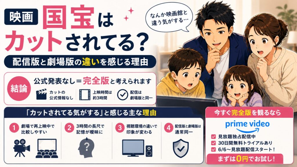 映画 国宝はカットされてる？配信版と劇場版の違いを感じる理由
